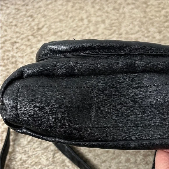 Stone & Co. Black Faux Leather Crossbody Shoulder Bag with Gold Hardware - Picture 9 of 11